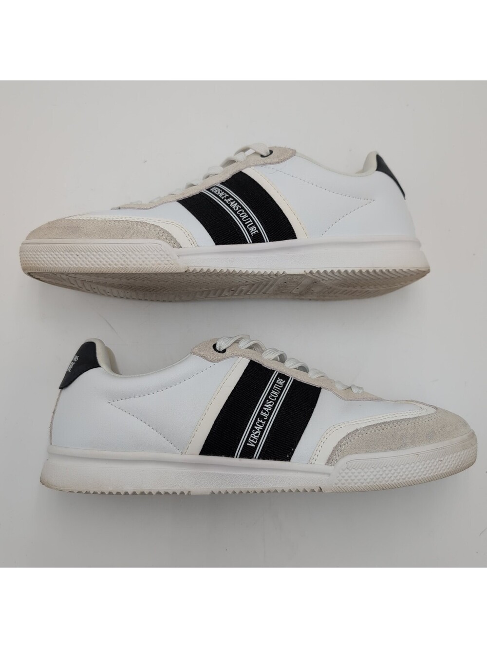 Versace Jeans Couture White Low Top Sneakers Mens US 8 EU 41 Logo Stripe